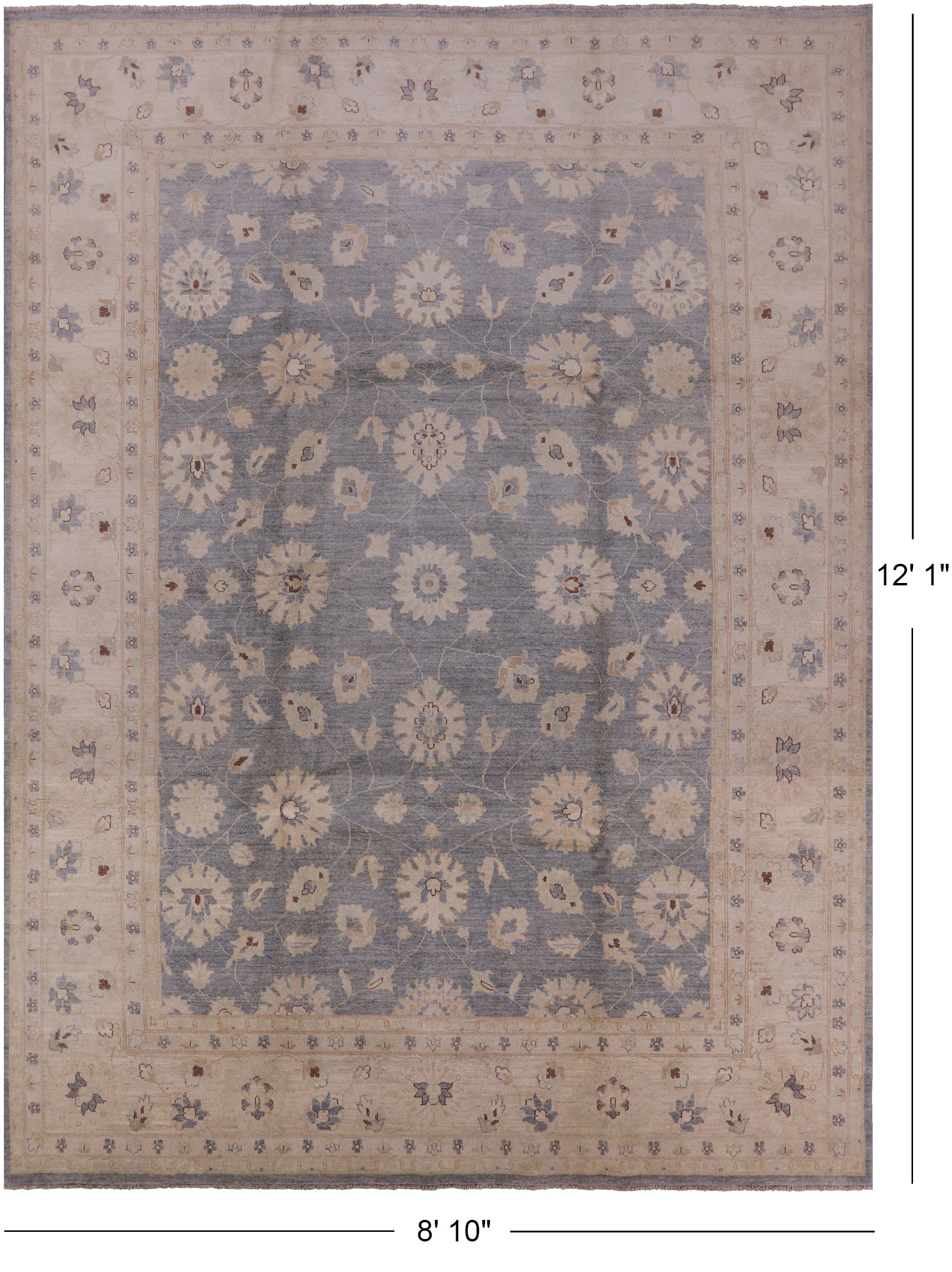 Grey Turkish Oushak Handmade Wool Rug - 8' 10" X 12' 1" - Golden Nile