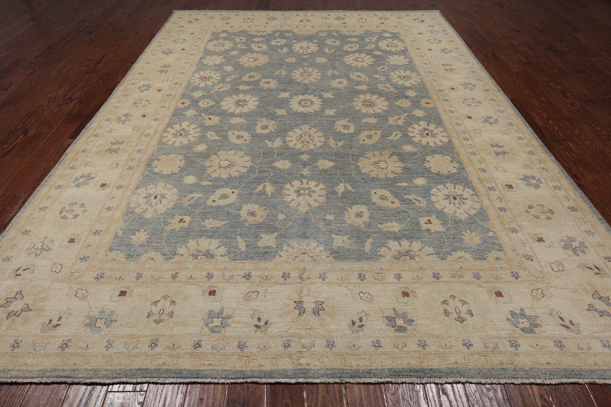 Grey Turkish Oushak Handmade Wool Rug - 8' 10" X 12' 1"