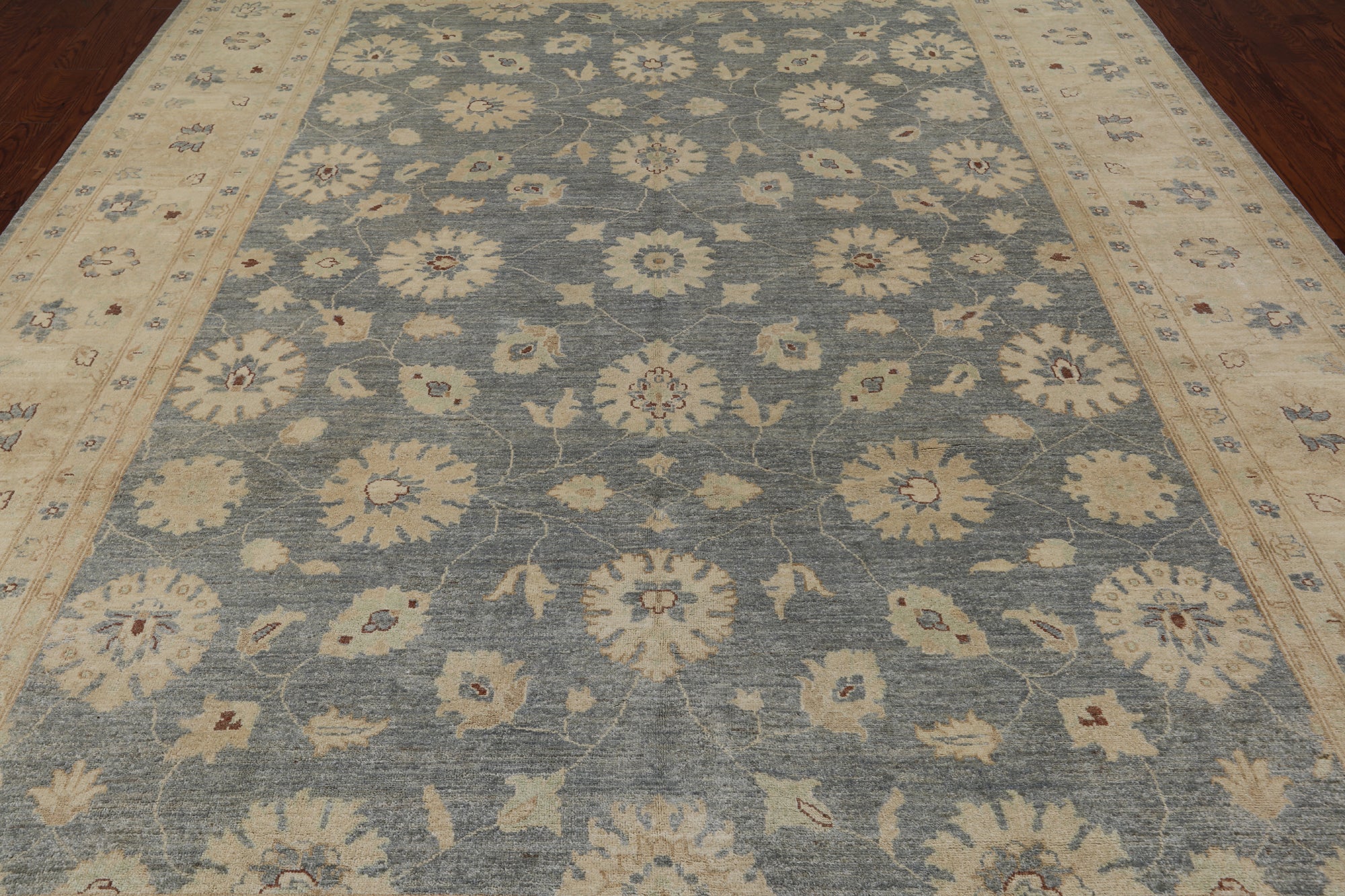 Grey Turkish Oushak Handmade Wool Rug - 8' 10" X 12' 1"