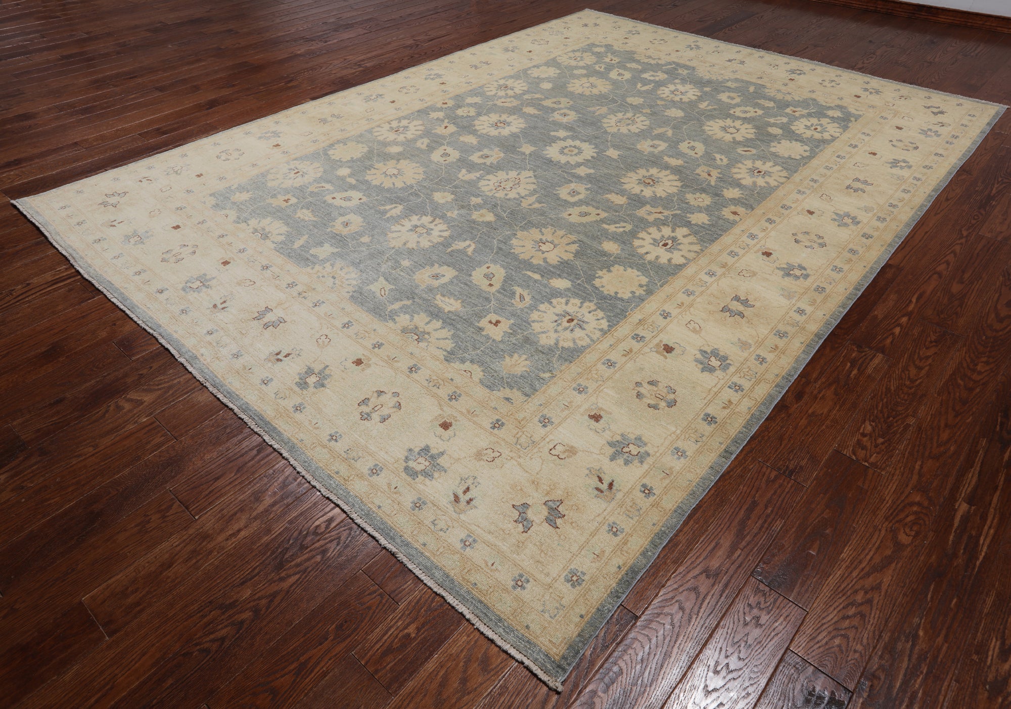 Grey Turkish Oushak Handmade Wool Rug - 8' 10" X 12' 1"