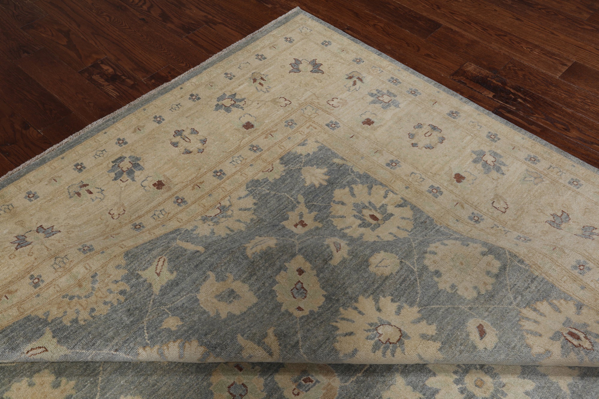 Grey Turkish Oushak Handmade Wool Rug - 8' 10" X 12' 1"