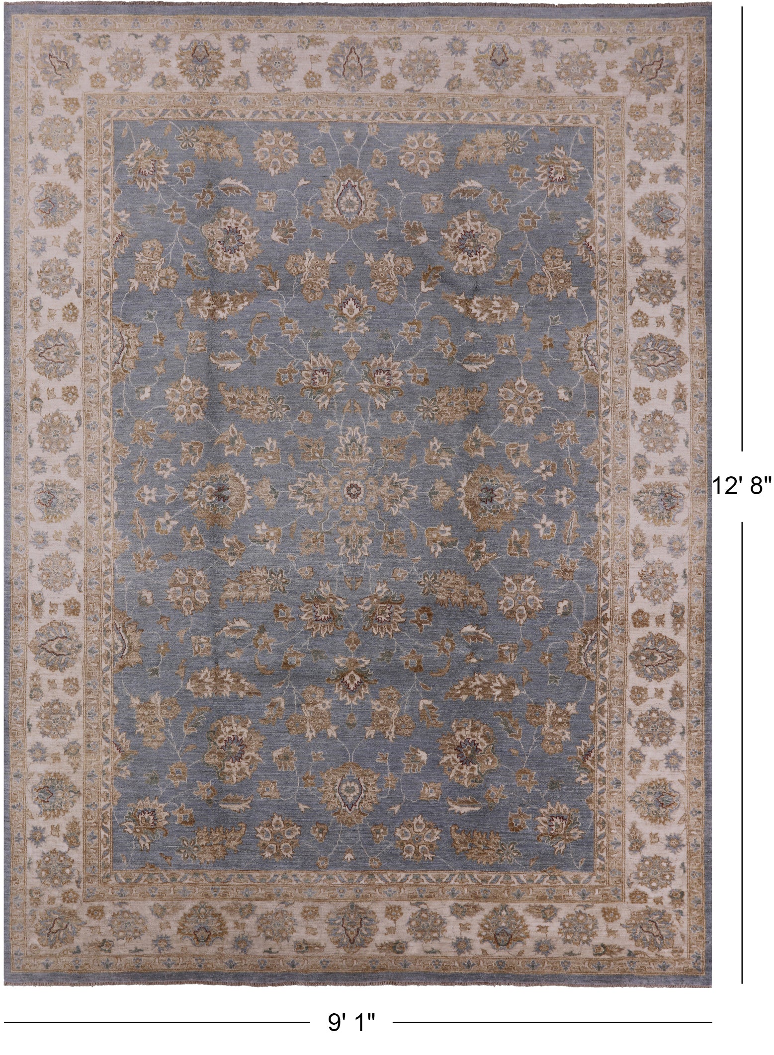 Turkish Oushak Hand Knotted Wool Rug - 9' 1" X 12' 8" - Golden Nile