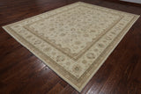 Ivory Turkish Oushak Hand Knotted Wool Area Rug - 9' 2" X 11' 10"