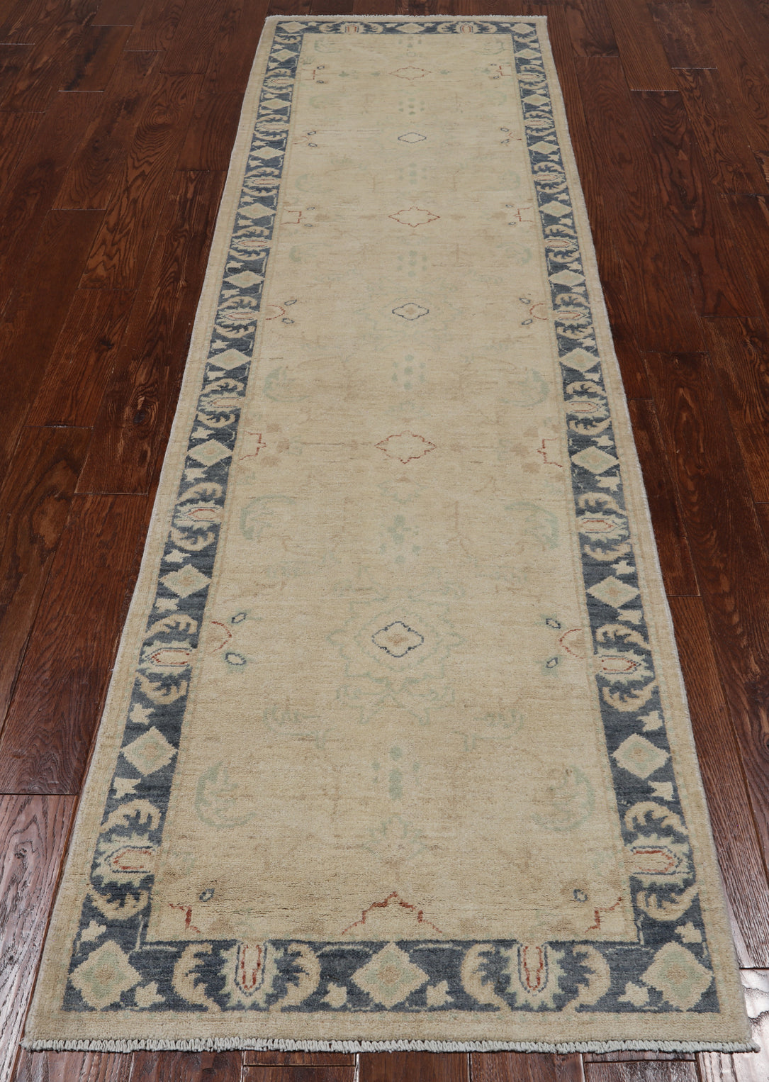 Ivory Peshawar Hand Knotted Runner Rug - 2' 8" X 9' 6"