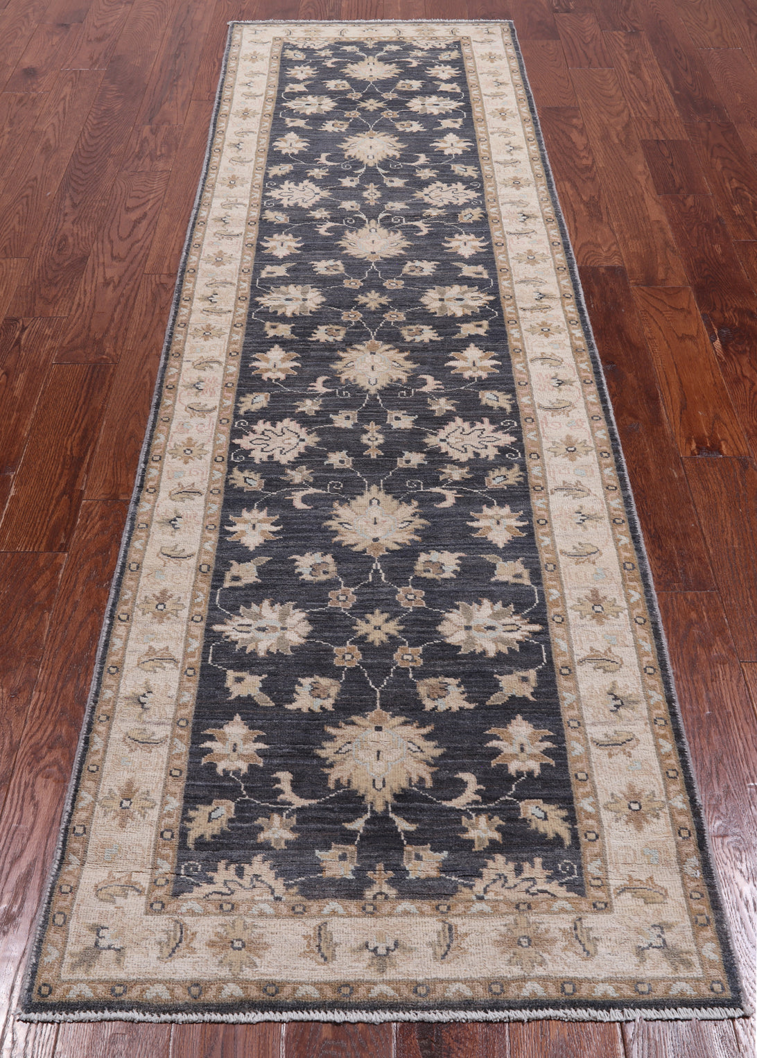Grey Turkish Oushak Handmade Wool Runner Rug - 2' 8" X 9' 7"