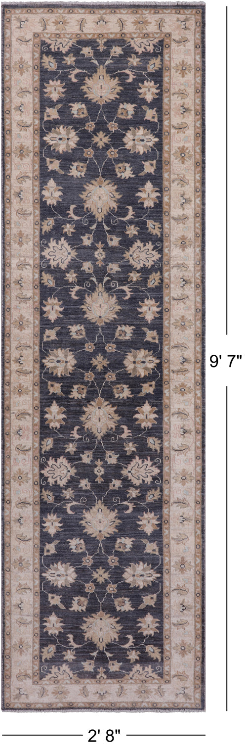 Grey Turkish Oushak Handmade Wool Runner Rug - 2' 8" X 9' 7"