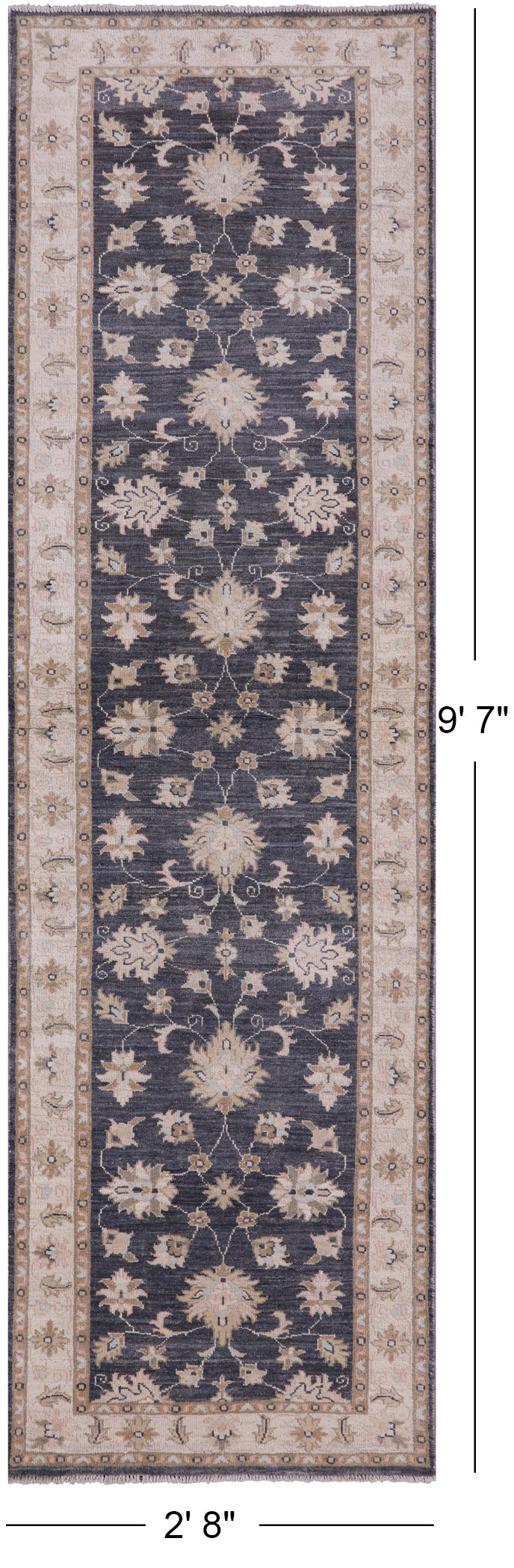 Grey Turkish Oushak Handmade Wool Runner Rug - 2' 8" X 9' 7" - Golden Nile
