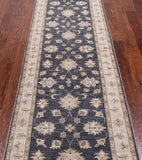 Grey Turkish Oushak Handmade Wool Runner Rug - 2' 8" X 9' 7"