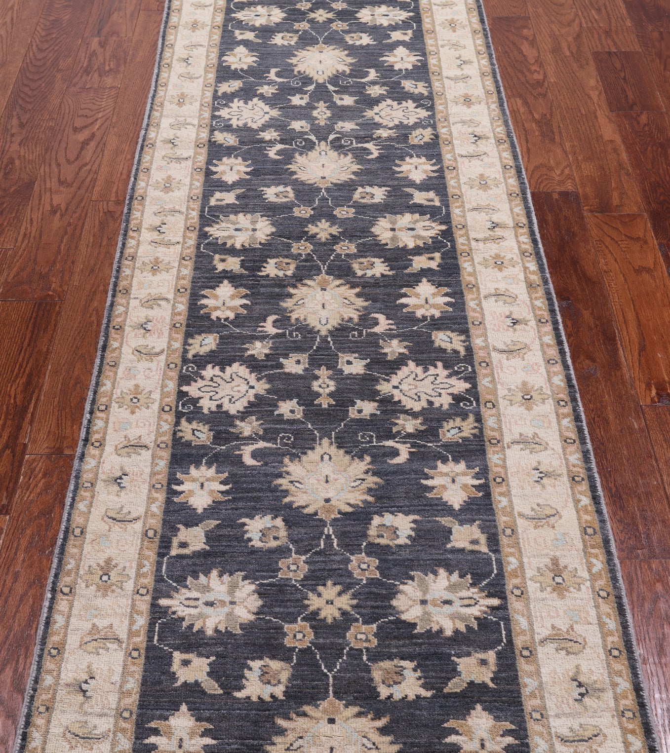 Grey Turkish Oushak Handmade Wool Runner Rug - 2' 8" X 9' 7"