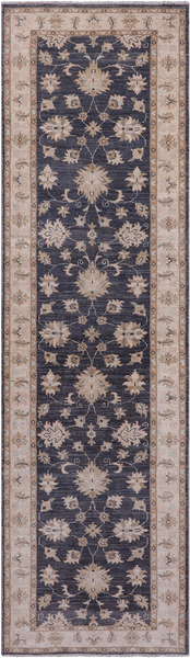 Grey Turkish Oushak Handmade Wool Runner Rug - 2' 8" X 9' 7"