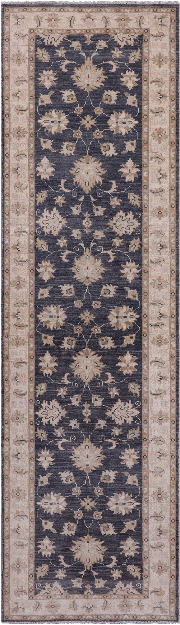 Grey Turkish Oushak Handmade Wool Runner Rug - 2' 8" X 9' 7"