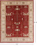 Red Peshawar Hand Knotted Area Rug - 12' 0" X 14' 10" - Golden Nile