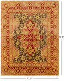 William Morris Handmade Wool Area Rug - 12' 0" X 14' 8" - Golden Nile