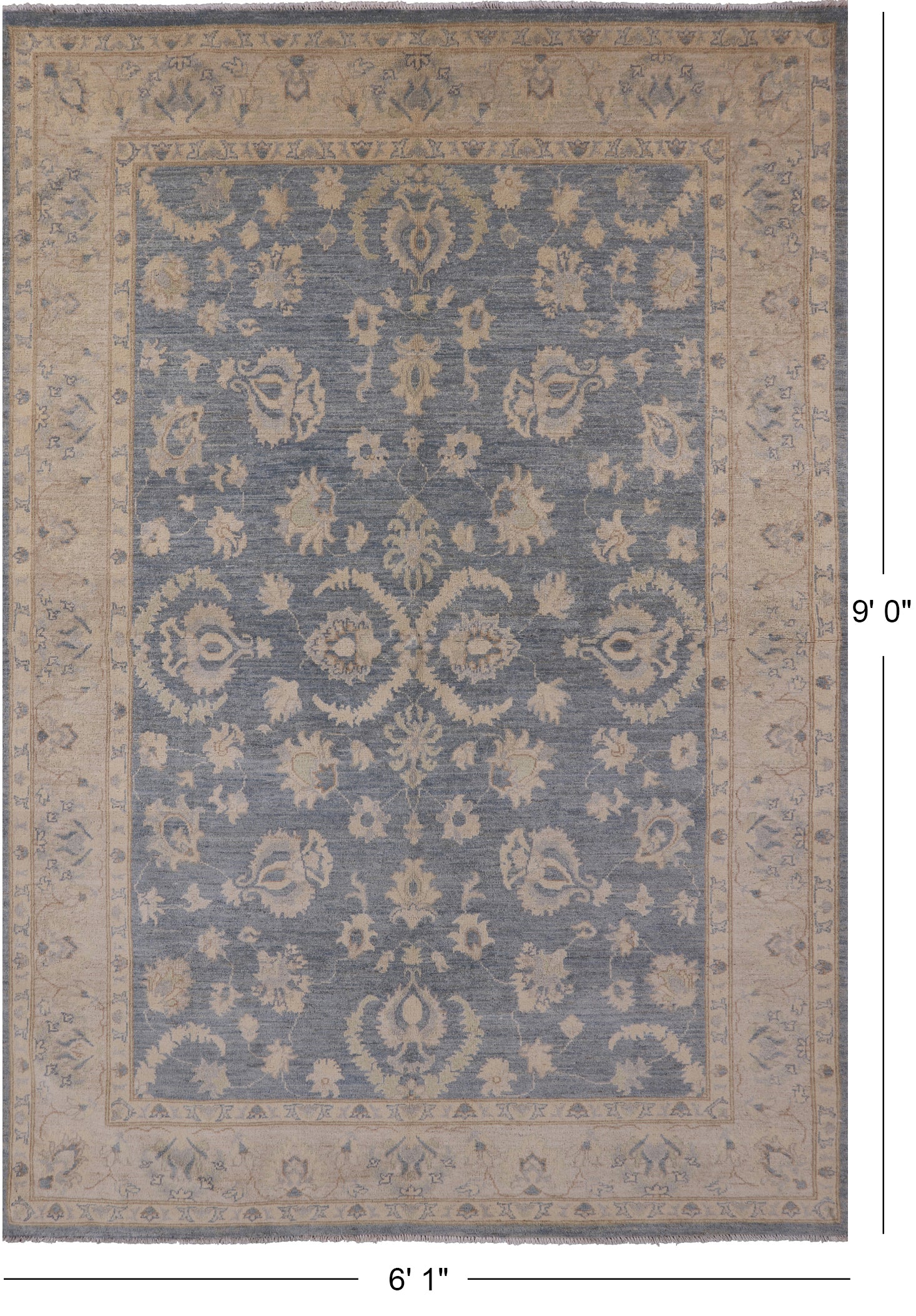 Peshawar Handmade Wool Area Rug - 6' 1" X 9' 0" - Golden Nile