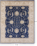 Blue Turkish Oushak Handmade Wool Rug - 7' 10" X 9' 7" - Golden Nile