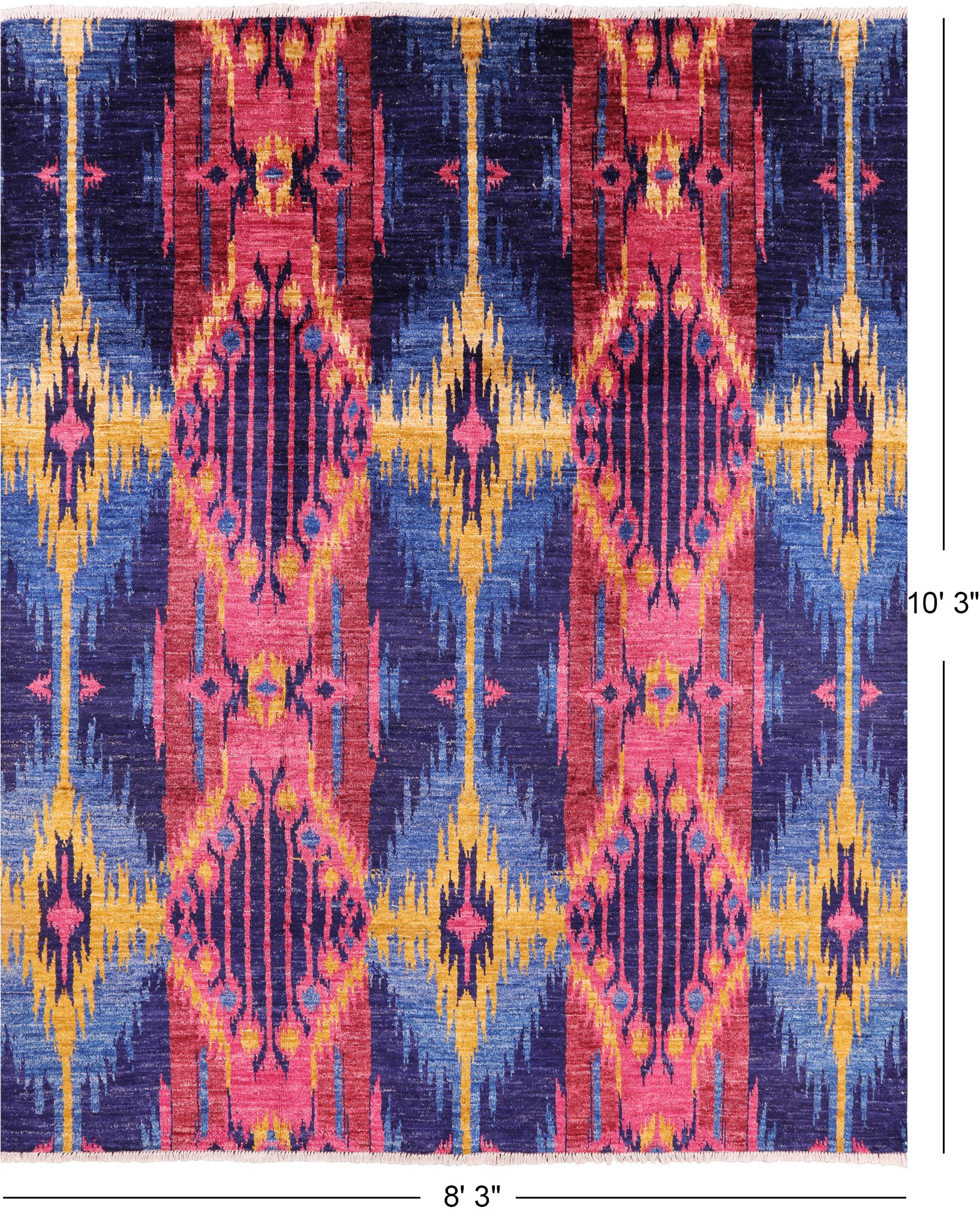 Ikat Handmade Wool Area Rug - 8' 3" X 10' 3" - Golden Nile