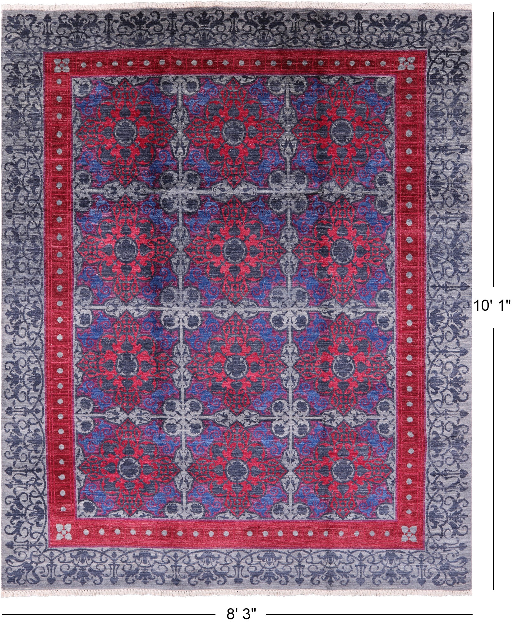 William Morris Hand Knotted Wool Area Rug - 8' 3" X 10' 1" - Golden Nile