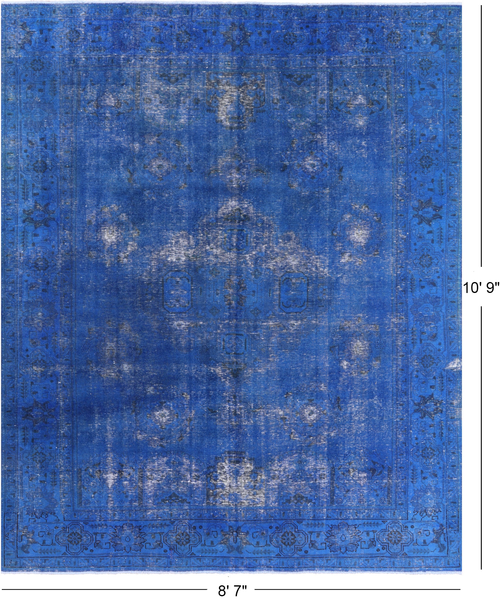 Blue Persian Overdyed Handmade Wool Area Rug - 8' 7" X 10' 9" - Golden Nile