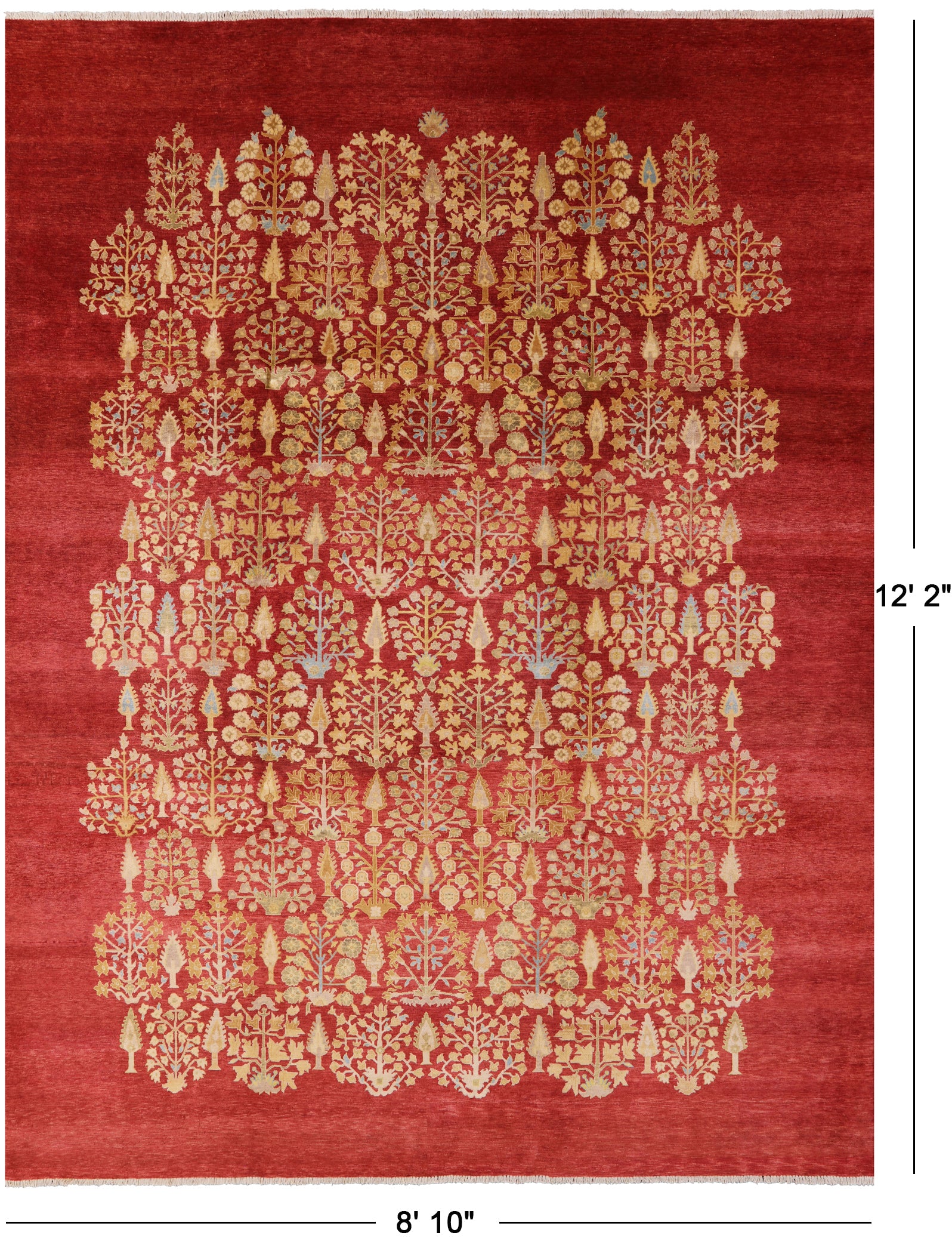 Red Persian Ziegler Hand Knotted Wool Rug - 8' 10" X 12' 2" - Golden Nile
