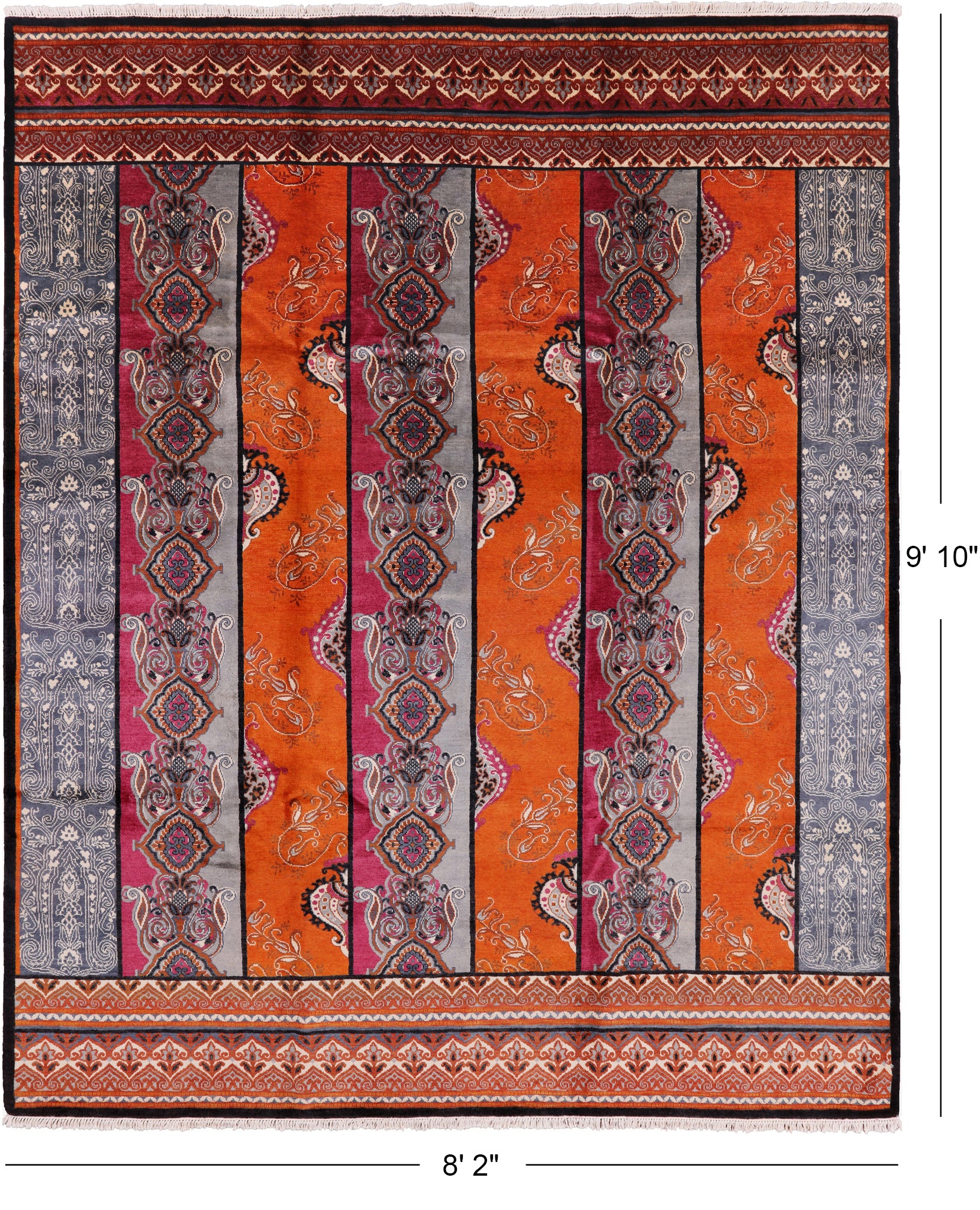 William Morris Hand Knotted Wool Area Rug - 8' 2" X 9' 10" - Golden Nile