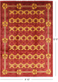 Red William Morris Handmade Wool Area Rug - 8' 10" X 12' 5" - Golden Nile