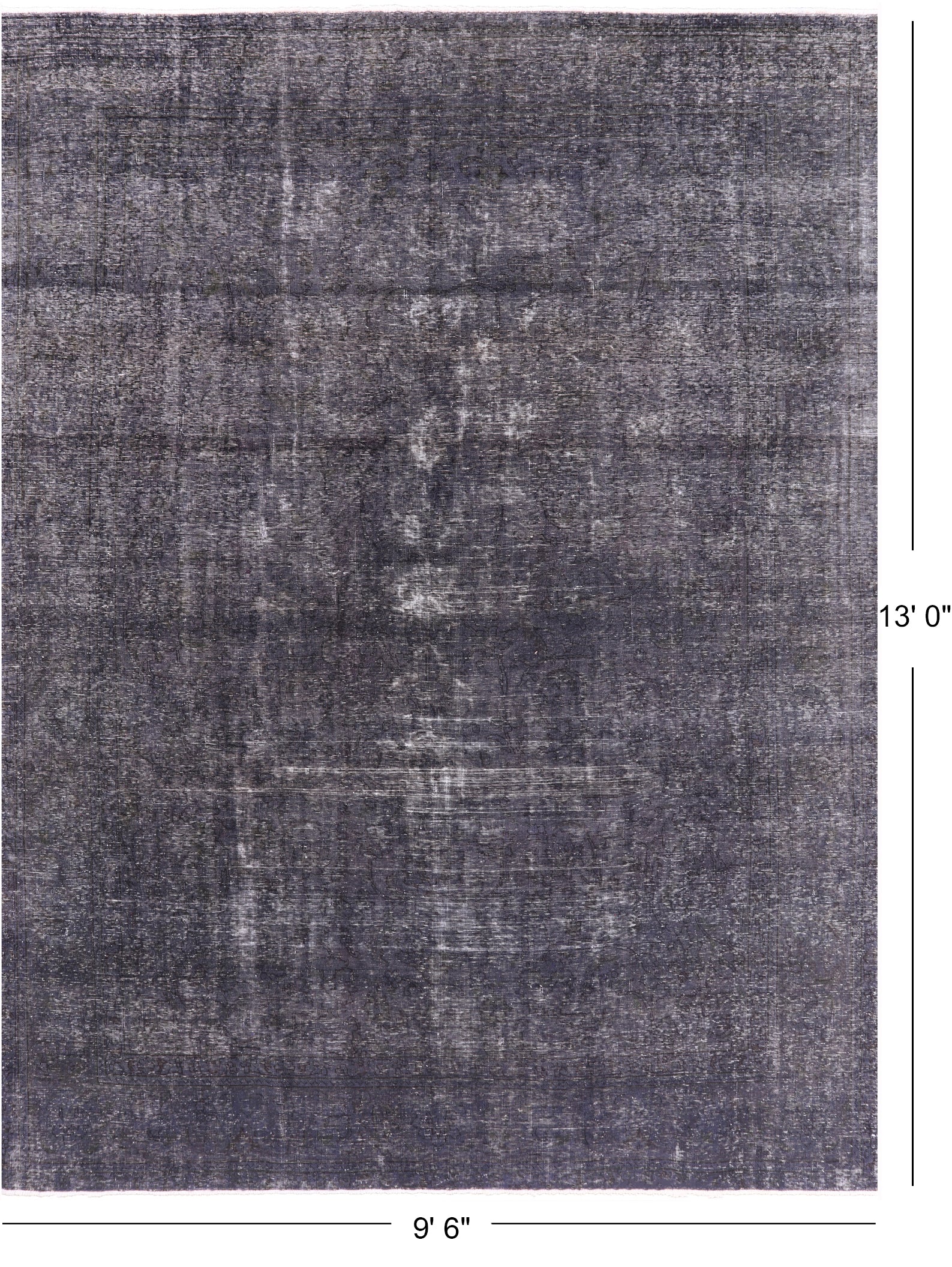 Grey Persian Overdyed Hand Knotted Wool Area Rug - 9' 6" X 13' 0" - Golden Nile