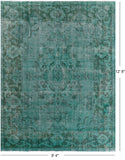 Green Persian Overdyed Hand Knotted Wool Rug - 9' 4" X 12' 8" - Golden Nile