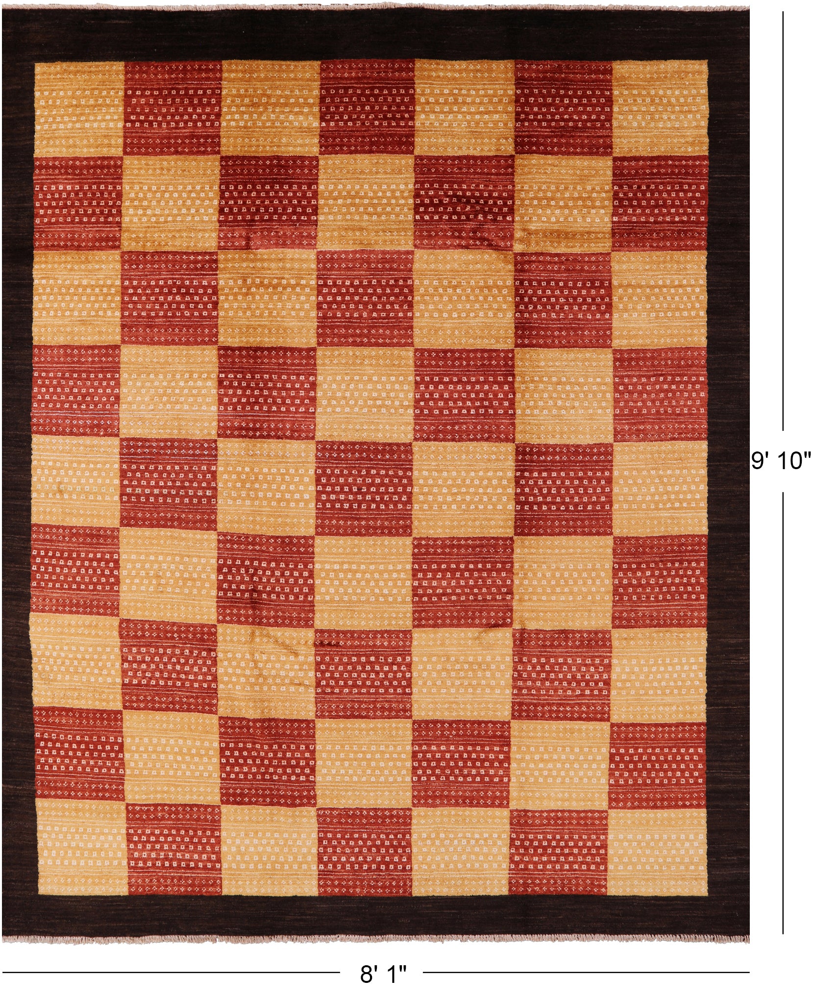 Persian Gabbeh Handmade Wool Rug - 8' 1" X 9' 10" - Golden Nile
