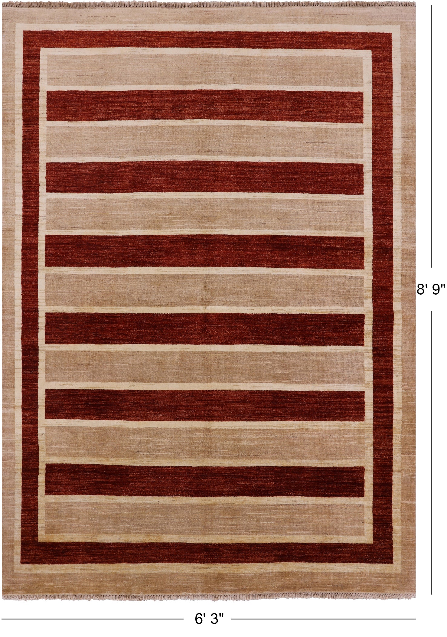 Persian Gabbeh Hand Knotted Wool Area Rug - 6' 3" X 8' 9" - Golden Nile