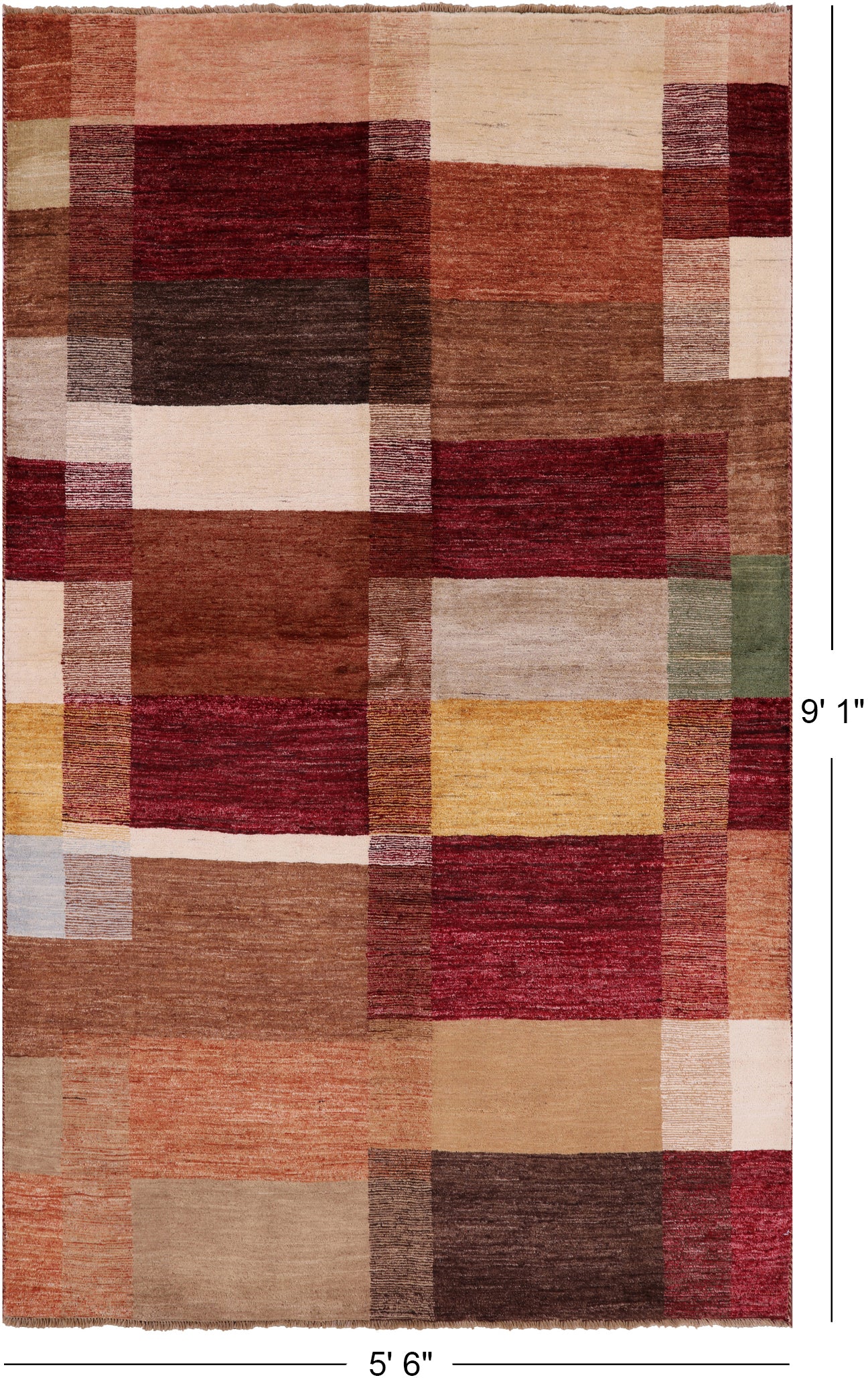 Persian Gabbeh Handmade Wool Area Rug - 5' 9" X 9' 1" - Golden Nile