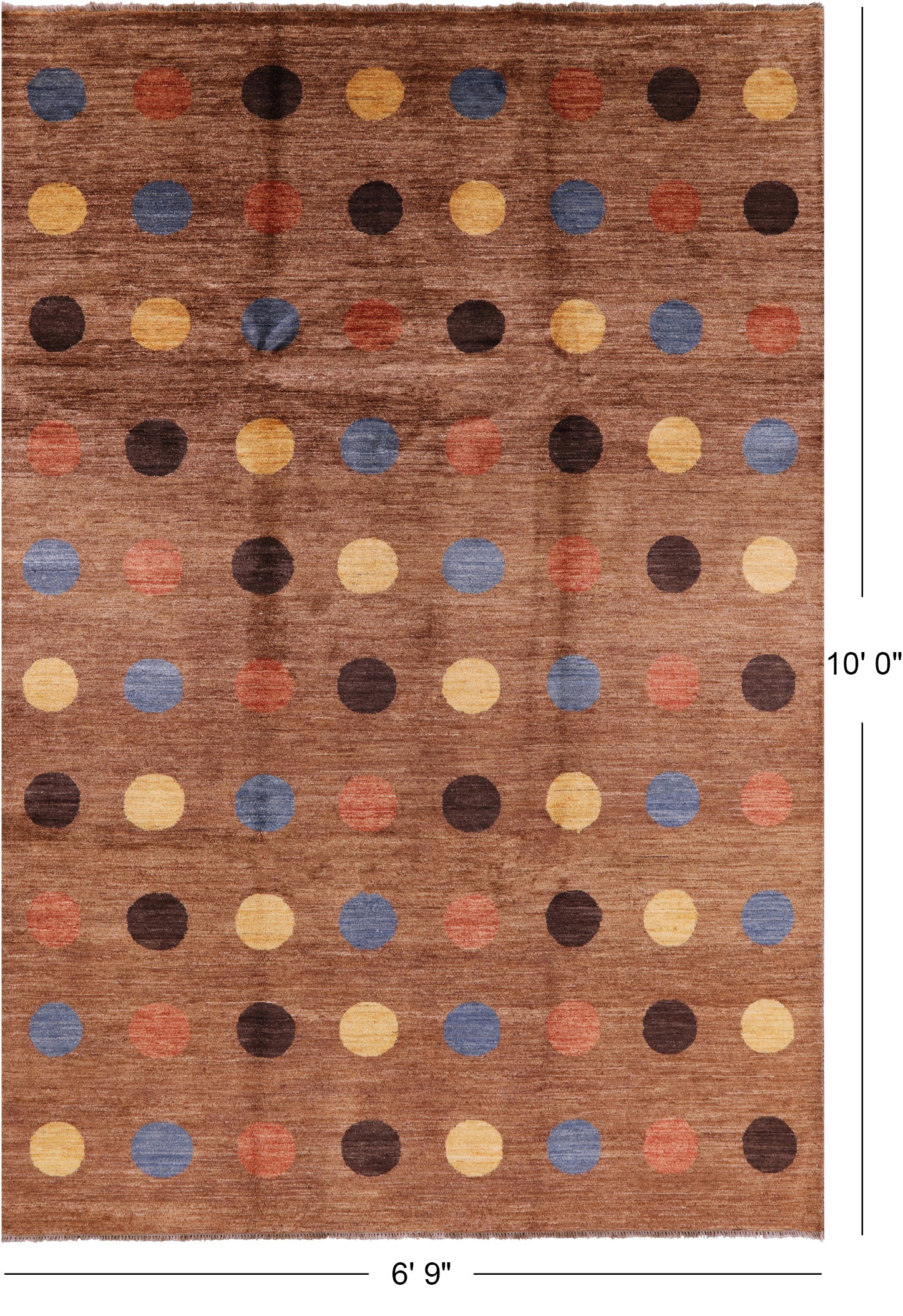 Brown Persian Gabbeh Hand Knotted Wool Rug - 6' 9" X 10' 0" - Golden Nile