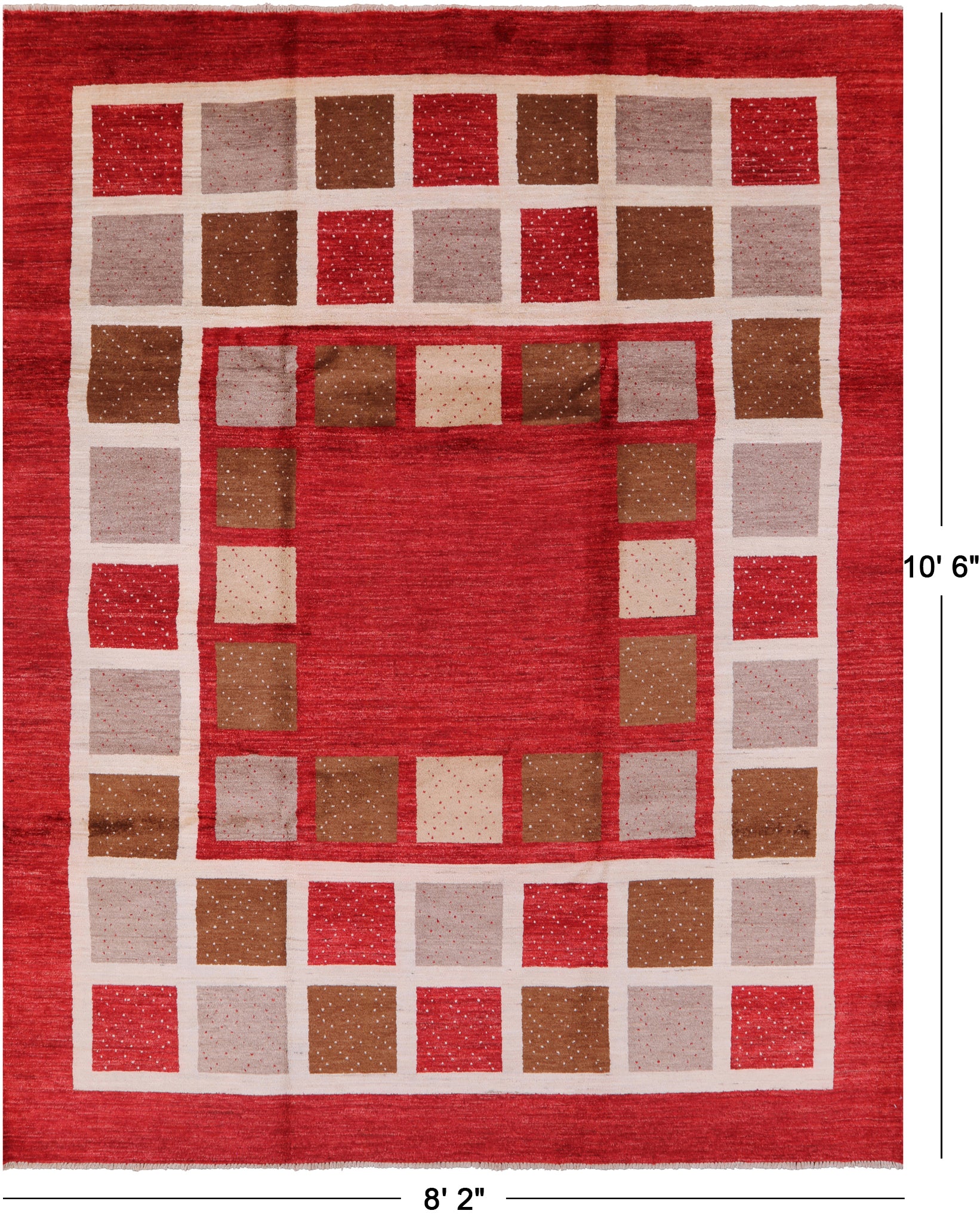 Red Persian Gabbeh Handmade Wool Area Rug - 8' 2" X 10' 6" - Golden Nile