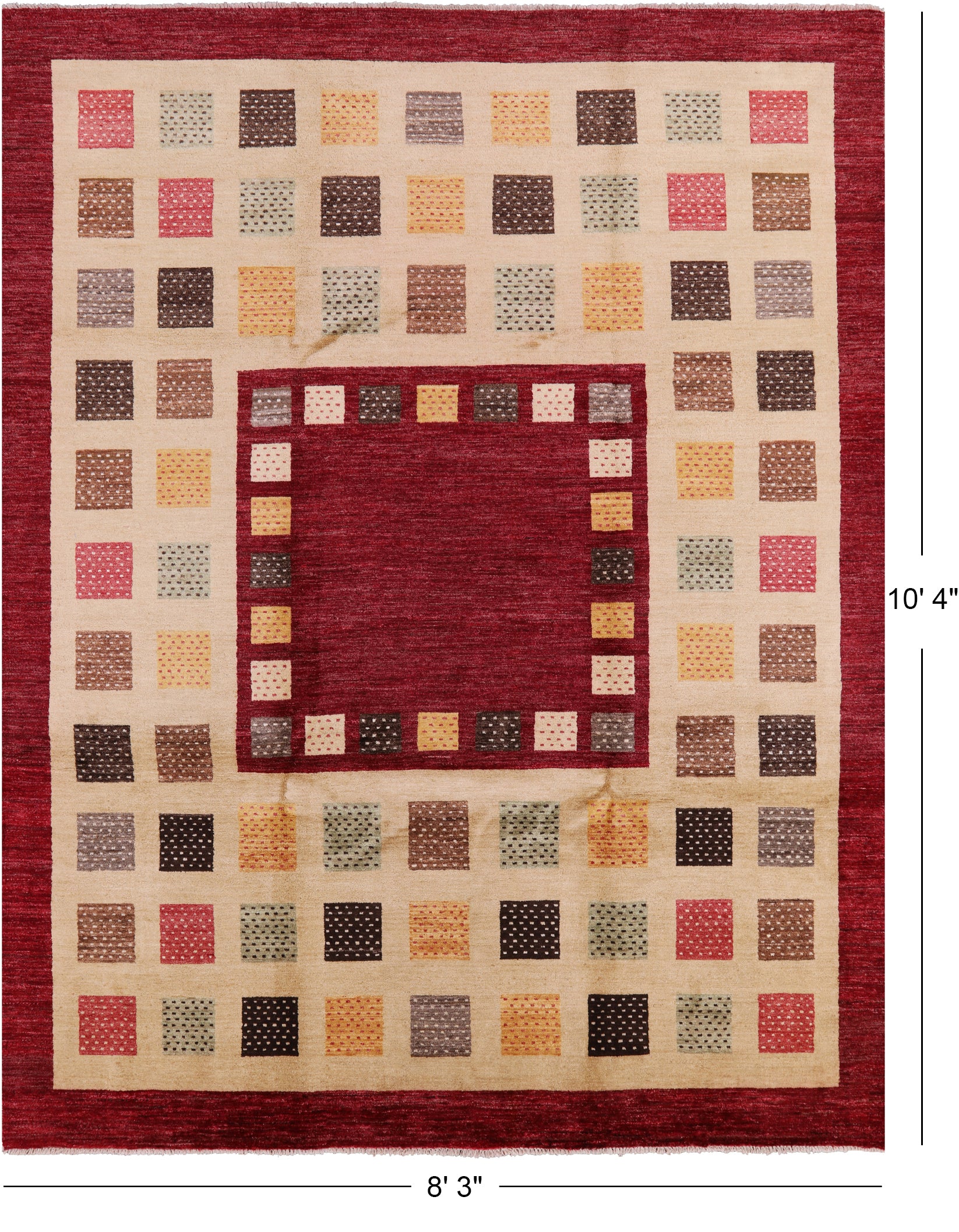 Persian Gabbeh Hand Knotted Wool Rug - 8' 3" X 10' 4" - Golden Nile