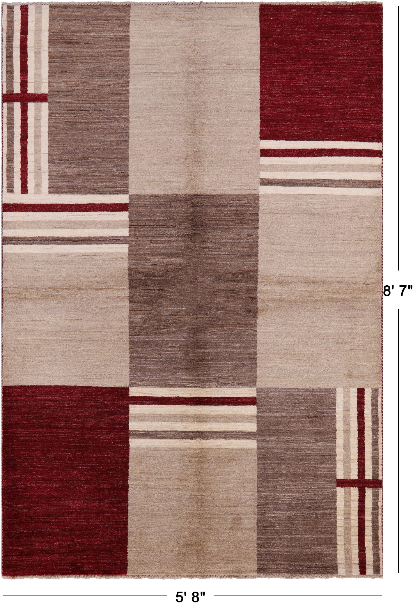 SUPER SALE Persian Gabbeh Hand Knotted Wool Rug - 5' 8" X 8' 7"