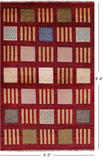 Red Tribal Gabbeh Hand Knotted Wool Rug - 4' 2" X 6' 4" - Golden Nile