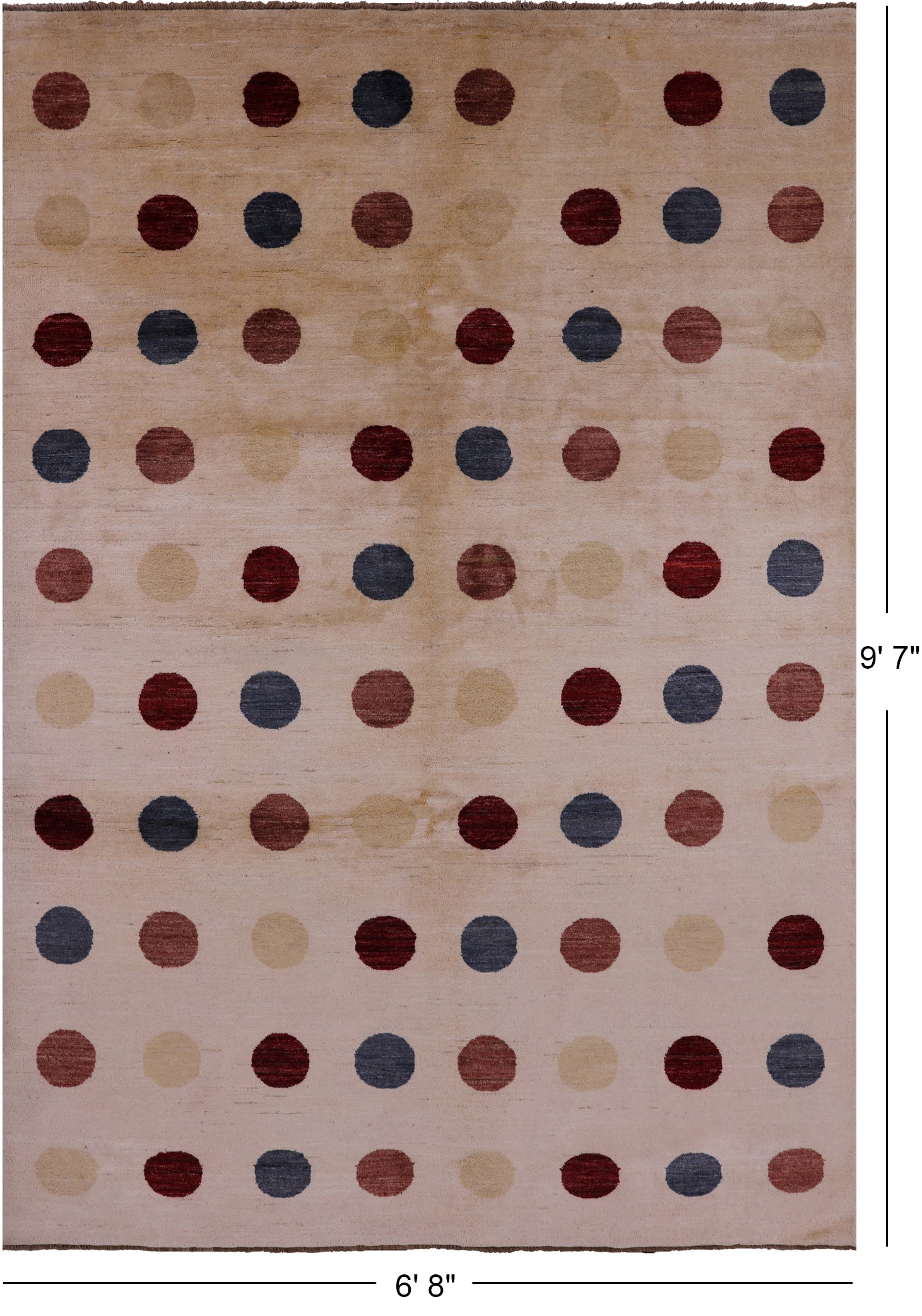 Ivory Persian Gabbeh Hand Knotted Wool Rug - 6' 8" X 9' 7" - Golden Nile