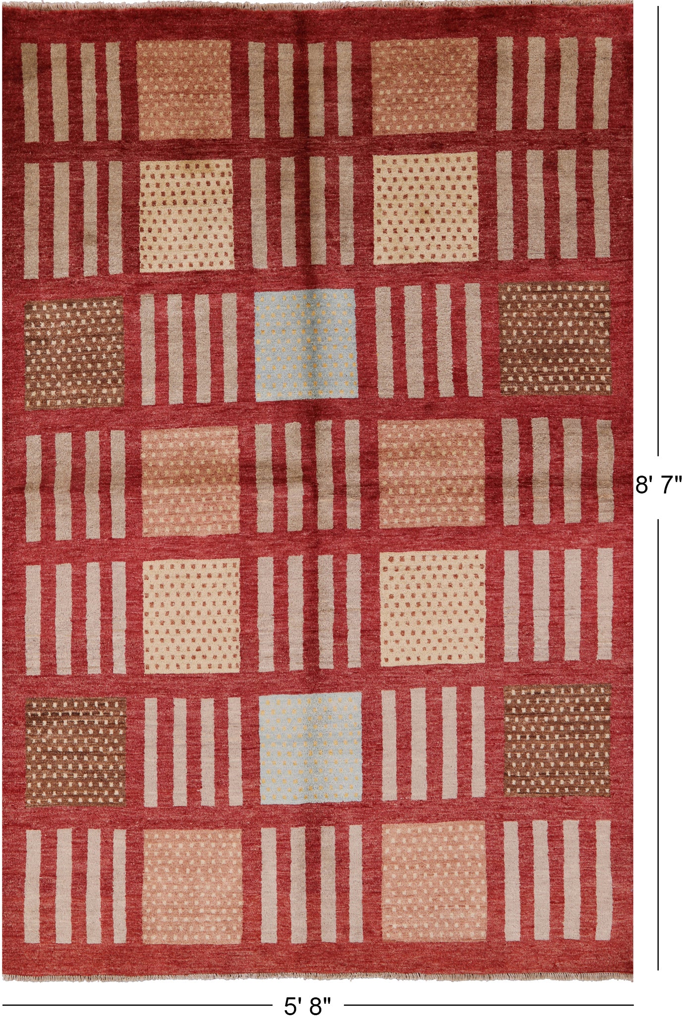 Tribal Gabbeh Handmade Wool Rug - 5' 8" X 8' 7" - Golden Nile