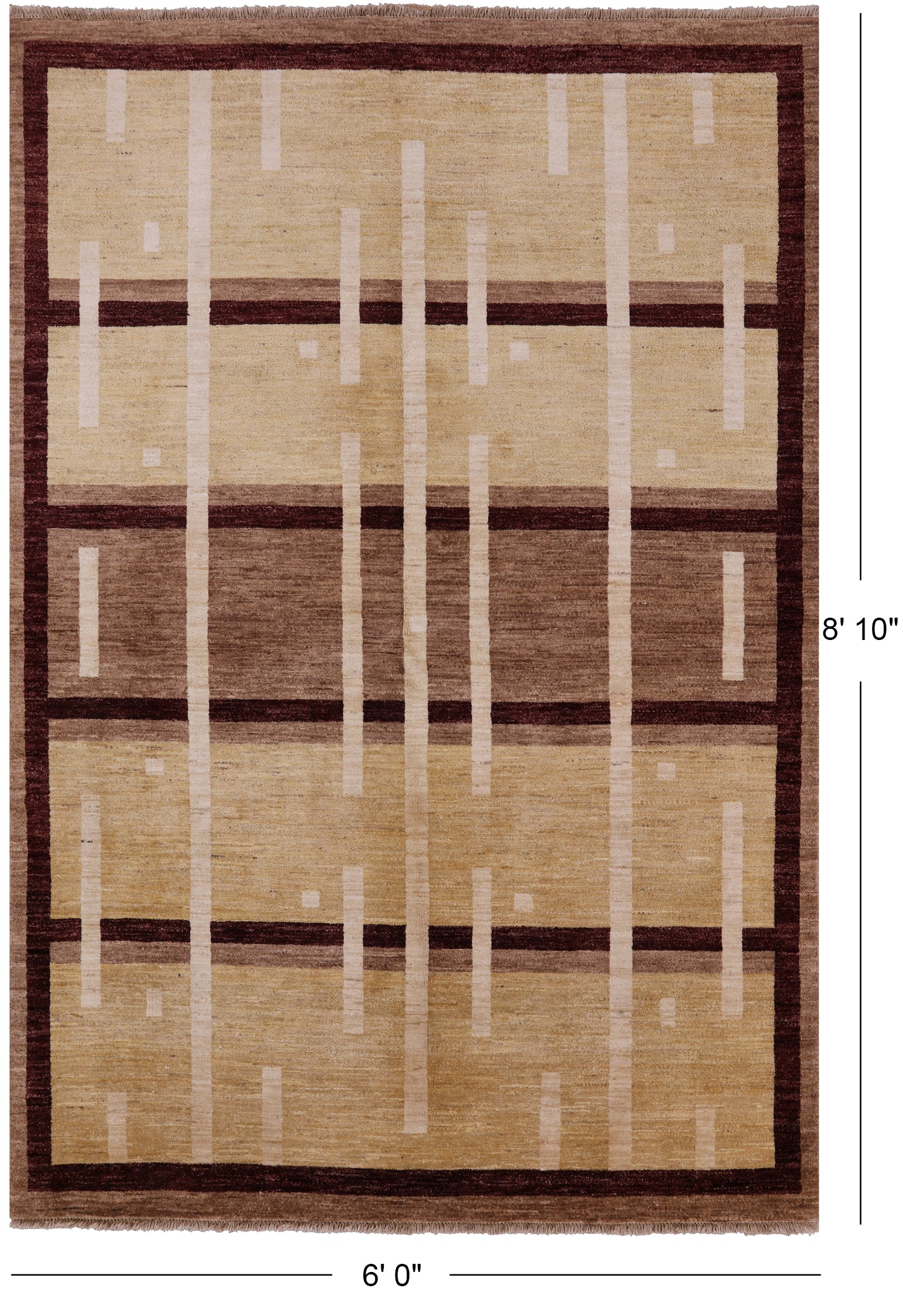 Persian Gabbeh Hand Knotted Wool Area Rug - 6' 0" X 8' 10" - Golden Nile
