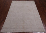 Ivory Peshawar White Wash Handmade Area Rug - 5' 1" X 6' 11"