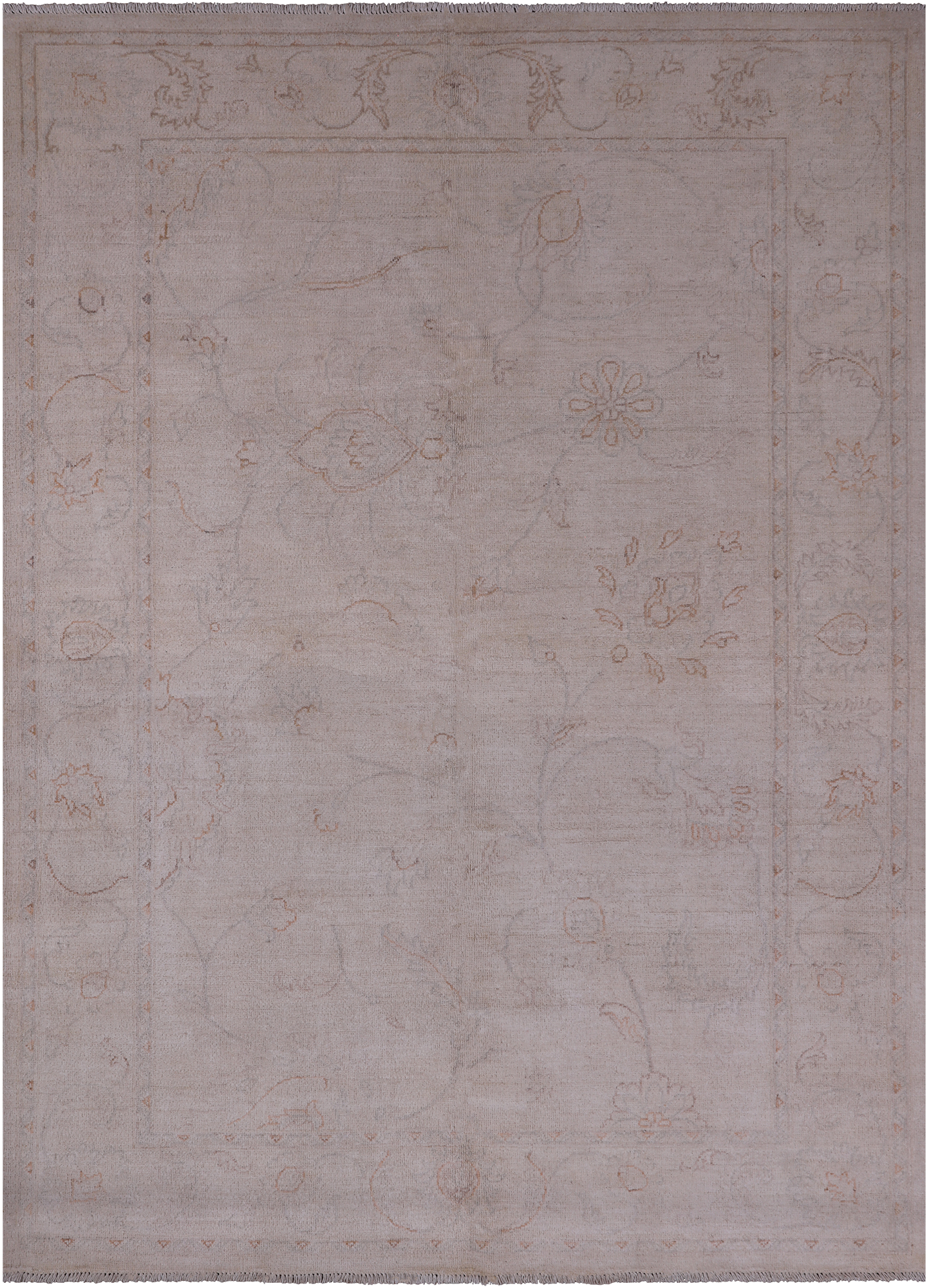 Ivory Peshawar White Wash Handmade Area Rug - 5' 1" X 6' 11"