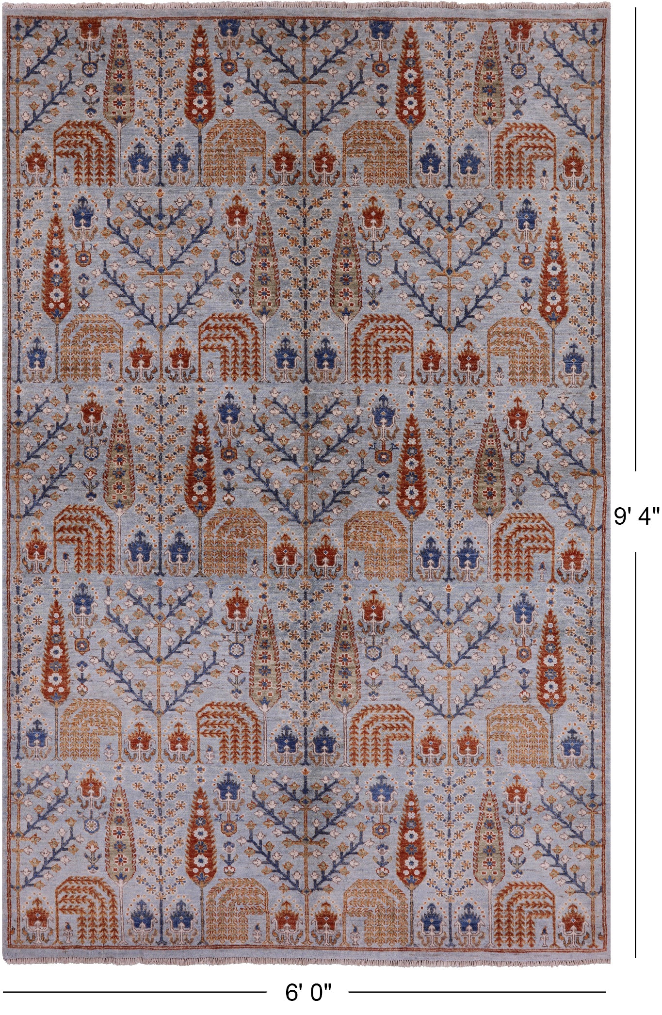 Blue Persian Ziegler Handmade Wool Rug - 6' 0" X 9' 4" - Golden Nile
