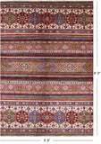 Tribal Khorjin Persian Gabbeh Handmade Area Rug - 5' 8" X 8' 0" - Golden Nile