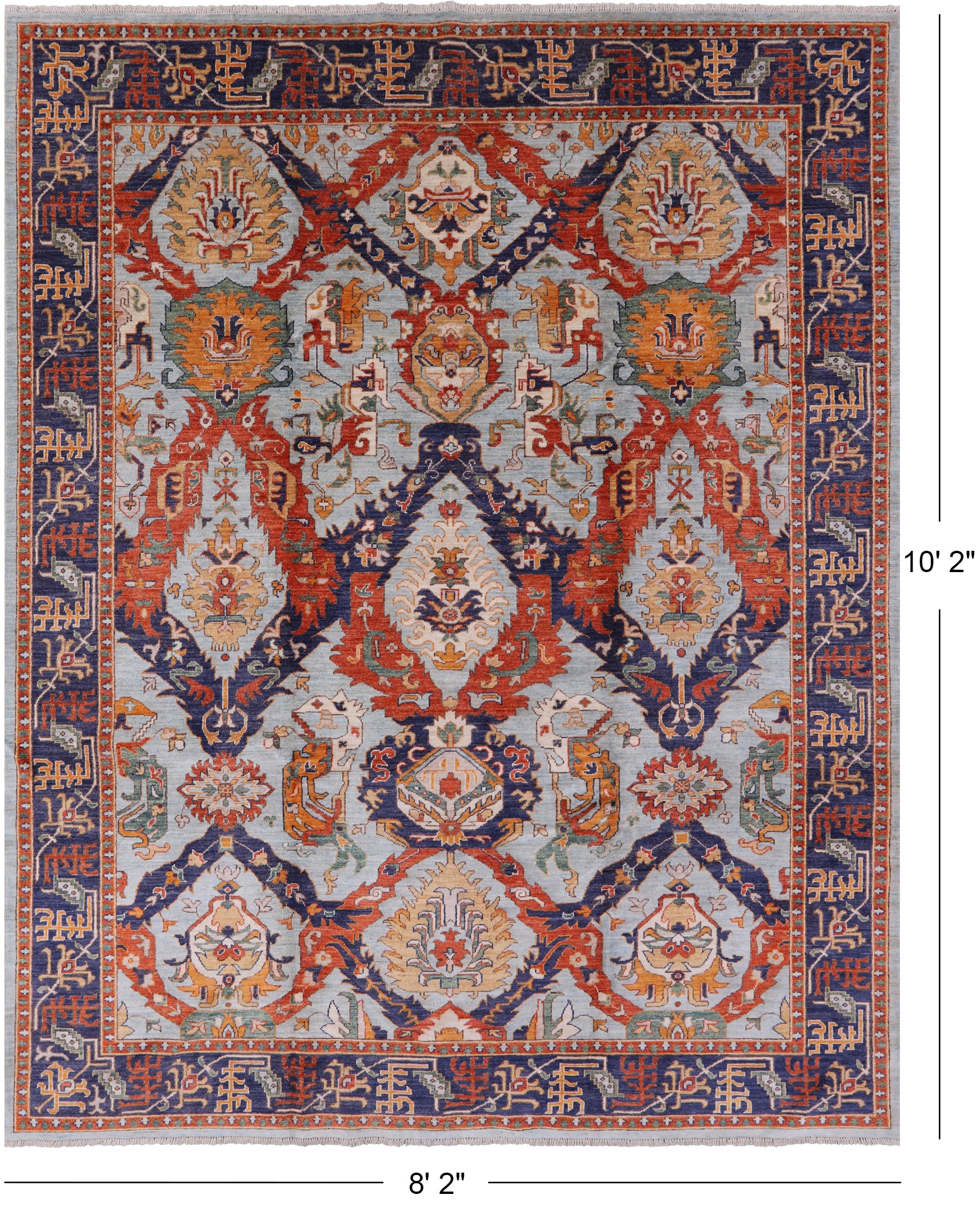 Blue Fine Serapi Handmade Area Rug - 8' 2" X 10' 2" - Golden Nile