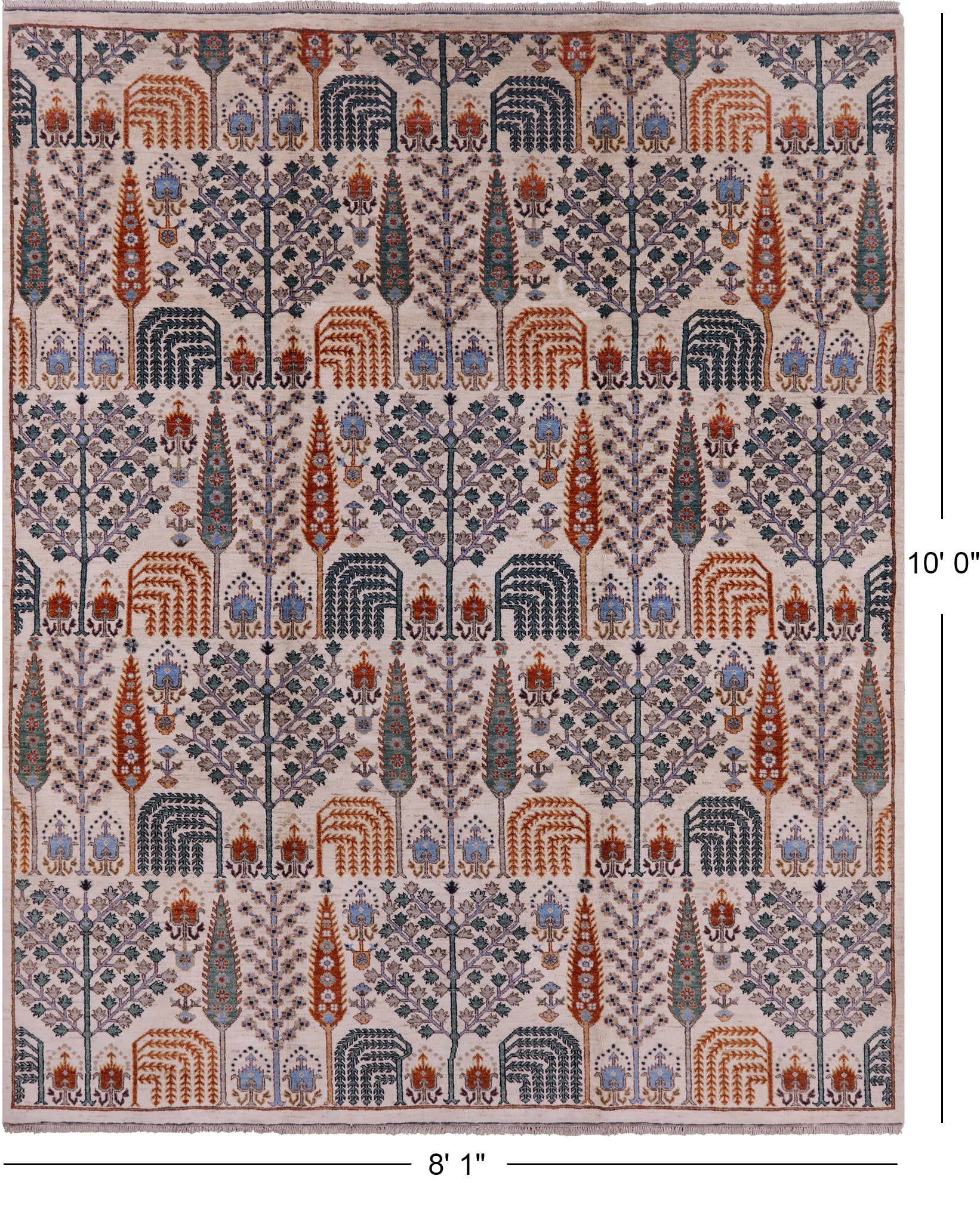 Ivory Persian Ziegler Hand Knotted Wool Rug - 8' 1" X 10' 0" - Golden Nile