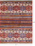 Tribal Khorjin Persian Gabbeh Hand Knotted Area Rug - 4' 1" X 5' 6" - Golden Nile