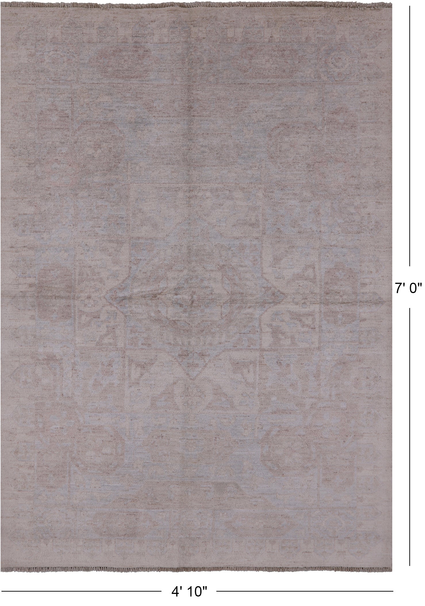 Grey Peshawar White Wash Hand Knotted Area Rug - 4' 10" X 7' 0" - Golden Nile