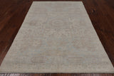 Grey Peshawar White Wash Hand Knotted Area Rug - 4' 10" X 7' 0"
