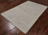 Grey Peshawar White Wash Hand Knotted Area Rug - 4' 10" X 7' 0"