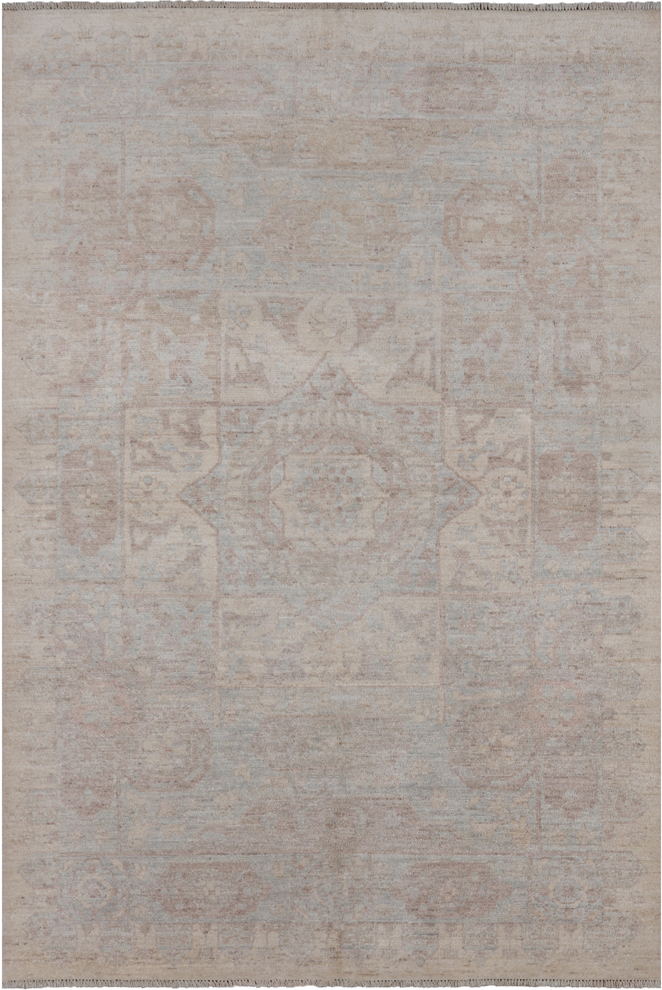 Grey Peshawar White Wash Hand Knotted Area Rug - 4' 10" X 7' 0"