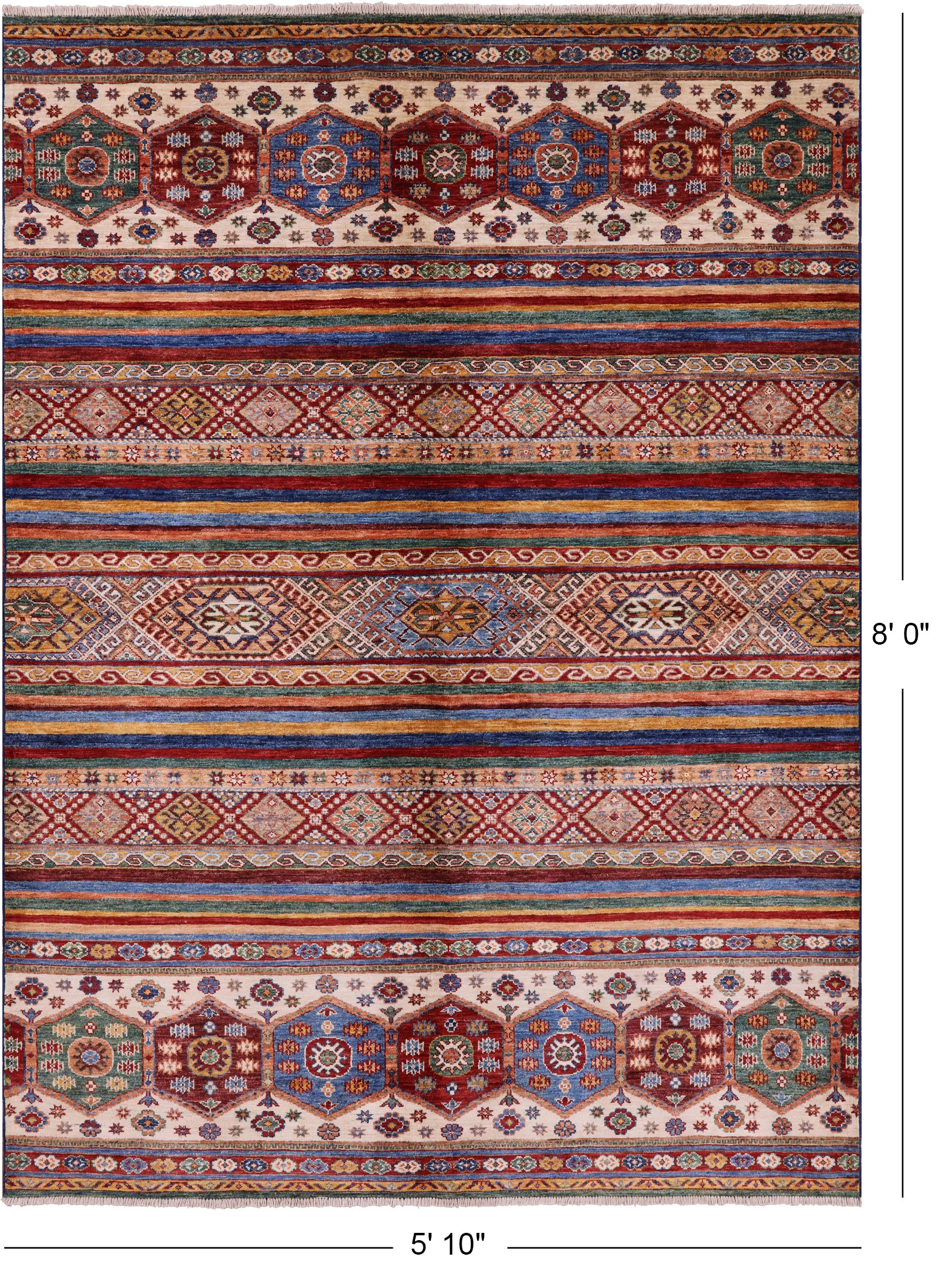 Khorjin Persian Gabbeh Handmade Wool Rug - 5' 10" X 8' 0" - Golden Nile